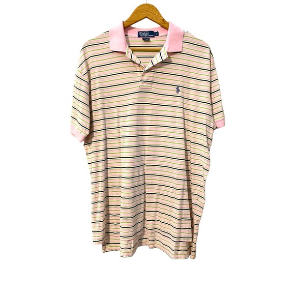 Polo Ralph Lauren Other - Polo Ralph Lauren pink navy green stripes collar pullover sz large